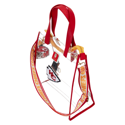 Loungefly NFL Kansas City Chiefs Clear Convertible Backpack & Tote Crossbody Stadium Bag