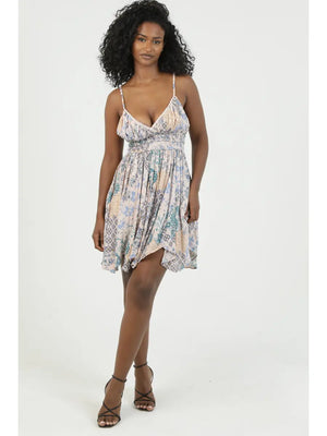 Pastel Mixed Print Hanky Hem Sundress