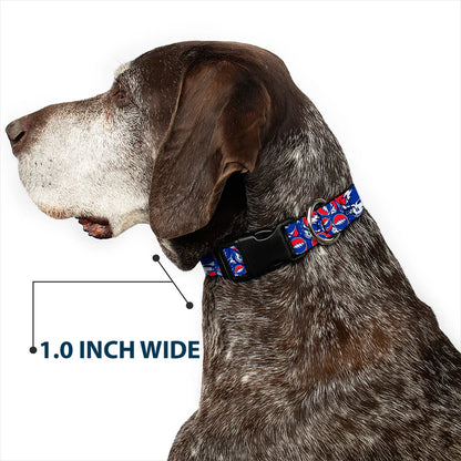 Grateful Dead Steal Your Face Stacked Print Dog Collar 1" inch Wide