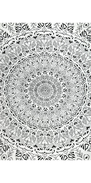 Zest for Life Tropical Mandala Tapestry in Black and White
