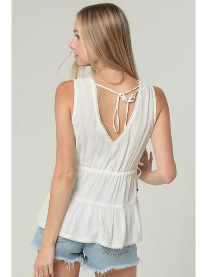 Meadow Embroidered Peplum Tank