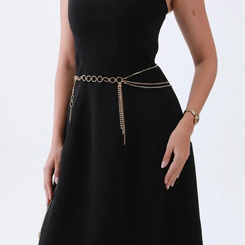 Triple-Layer Gold Chain Belt