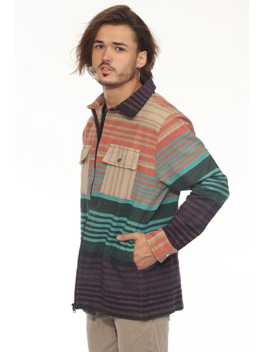 Sediment Zipper Shirt Jacket in Gemstone