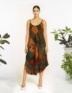 Harem Patchwork Freeflow Dress in Rust