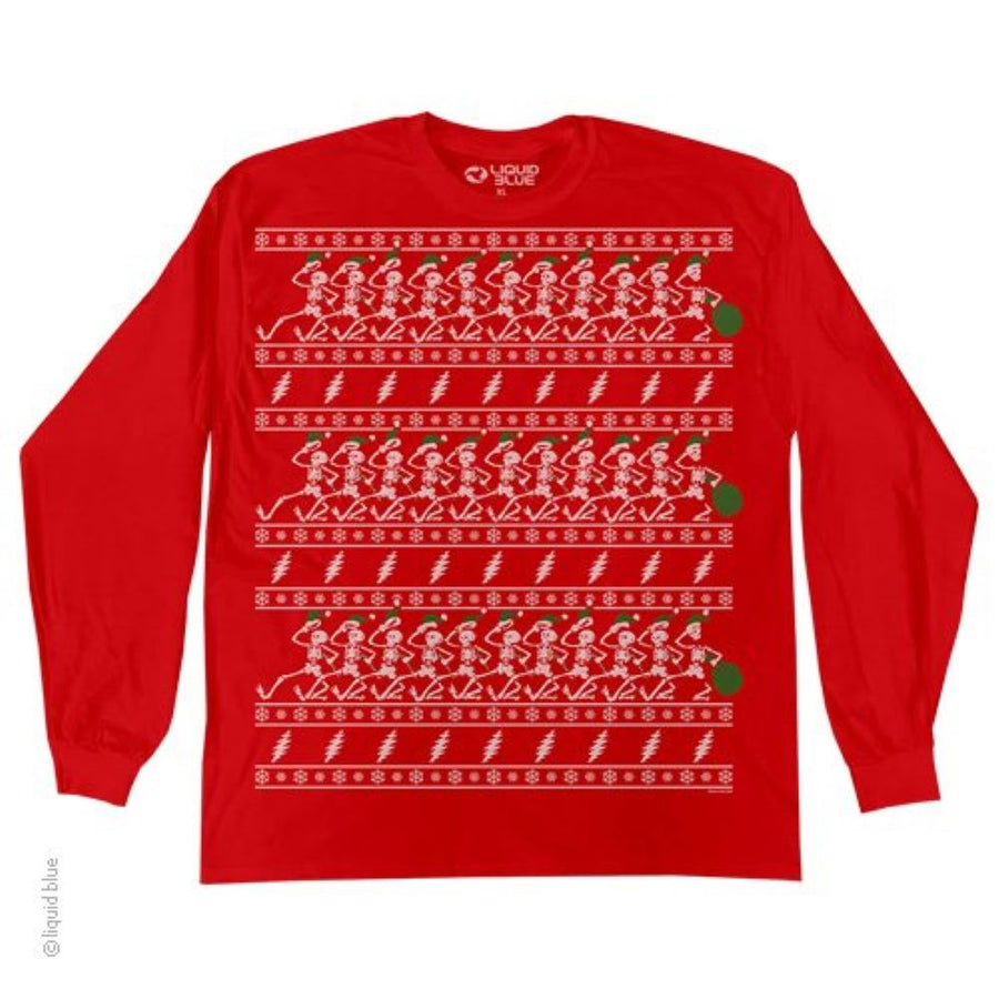 Grateful Dead Dancing Skeletons Christmas Sweater Long Sleeve T-Shirt SALE - S