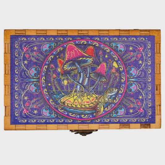 Mushrooms on Wooden Tarot Box