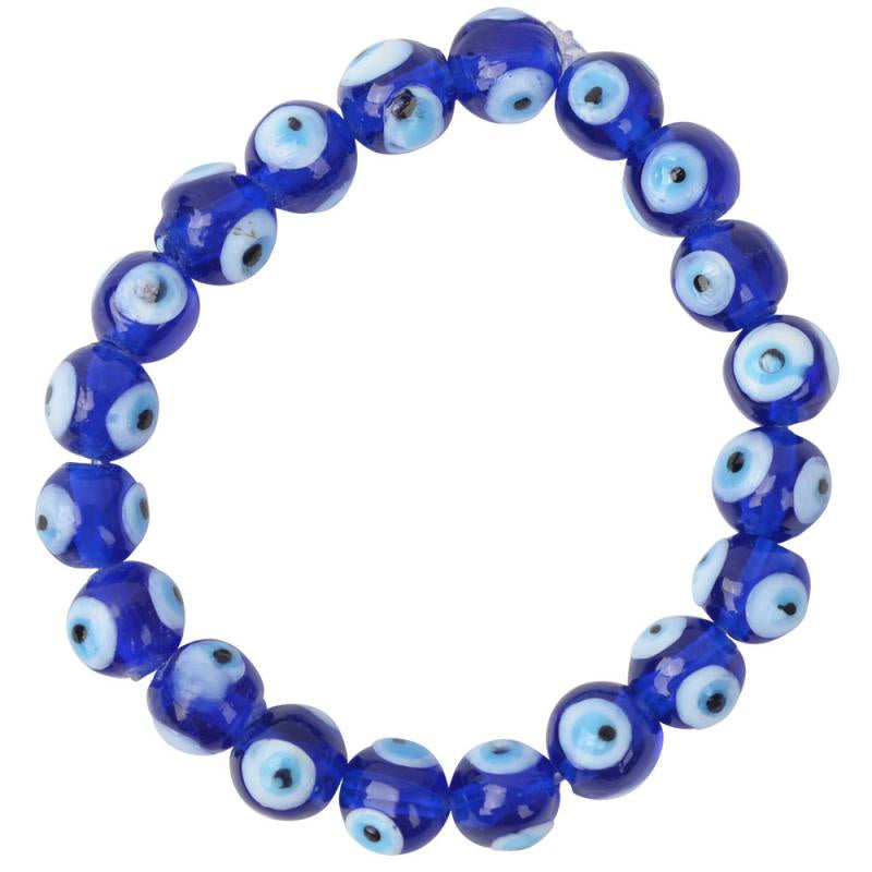 Evil Eye Glass Bead Bracelet in Dark Blue