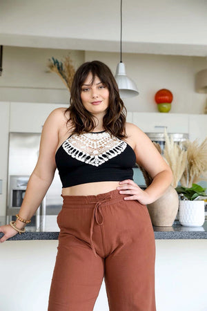 High Neck Crochet Bralette in Black