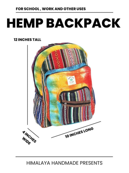 Hemp and Nepal Detailed Tie Dye Mini Backpack
