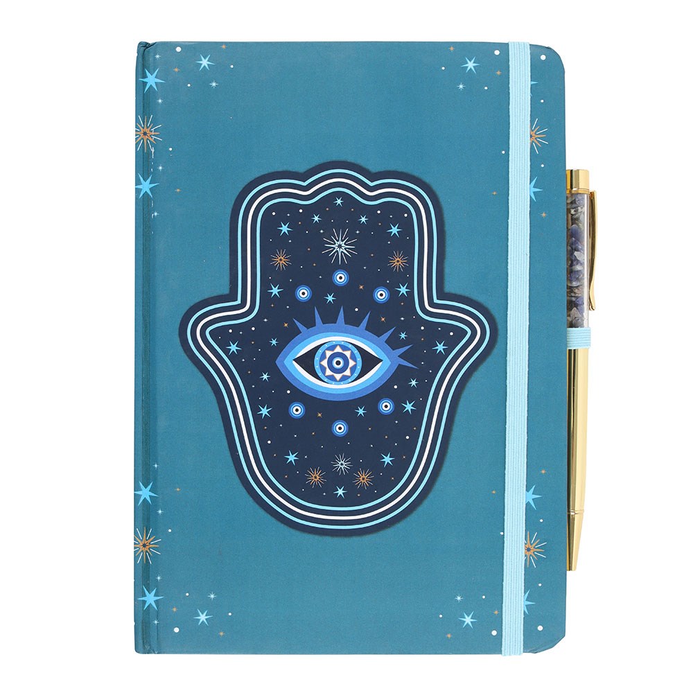 Hand of Hamsa Notebook with Crystal Pen