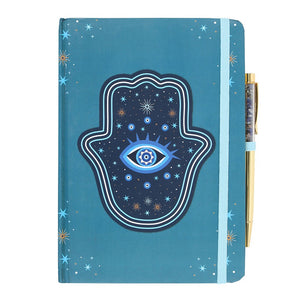 Hand of Hamsa Notebook with Crystal Pen