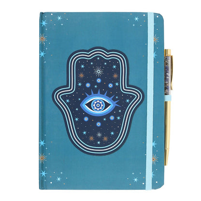 Hand of Hamsa Notebook with Crystal Pen
