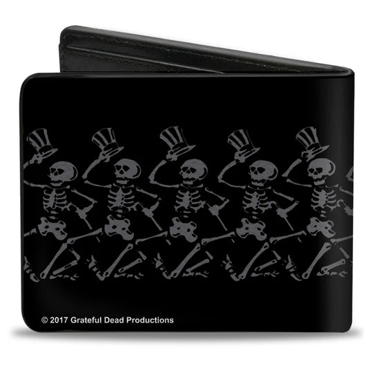 Grateful Dead Steal Your Face Logo Dancing Skeletons Bi-Fold Wallet