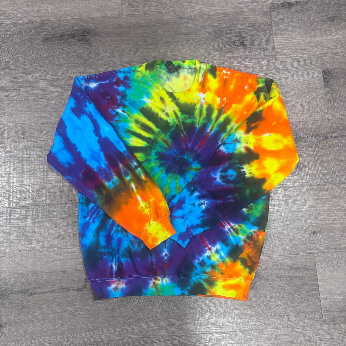 Intense Rainbow Whirlpool Tie Dye Crewneck Sweatshirt