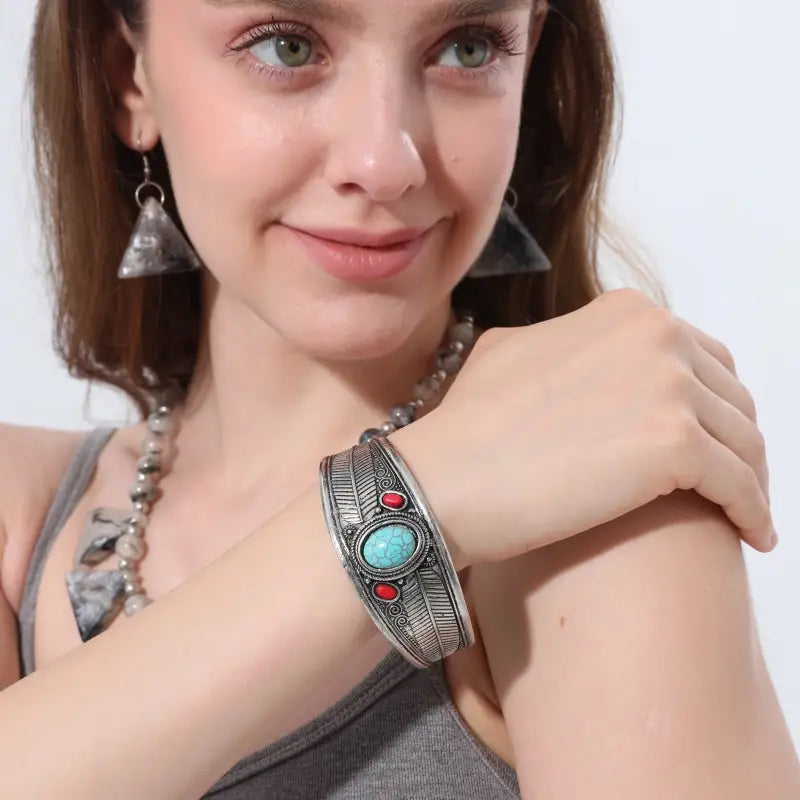 Southwestern Vintage Inlaid Cuff Bracelet