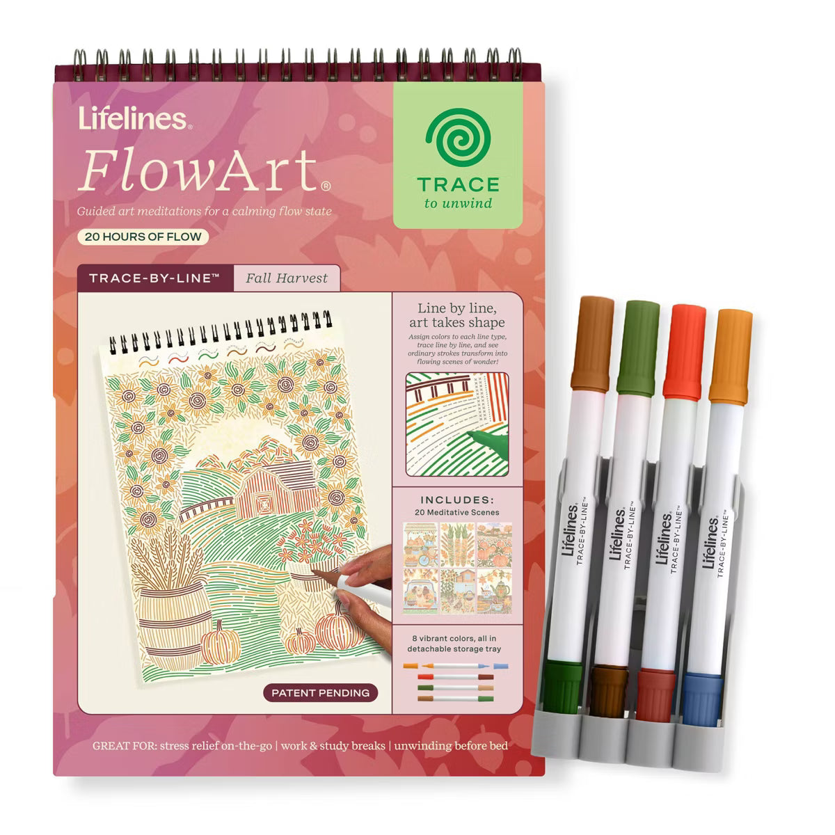 Lifelines™ FlowArt: Trace-by-Line Fall Harvest Coloring Pad
