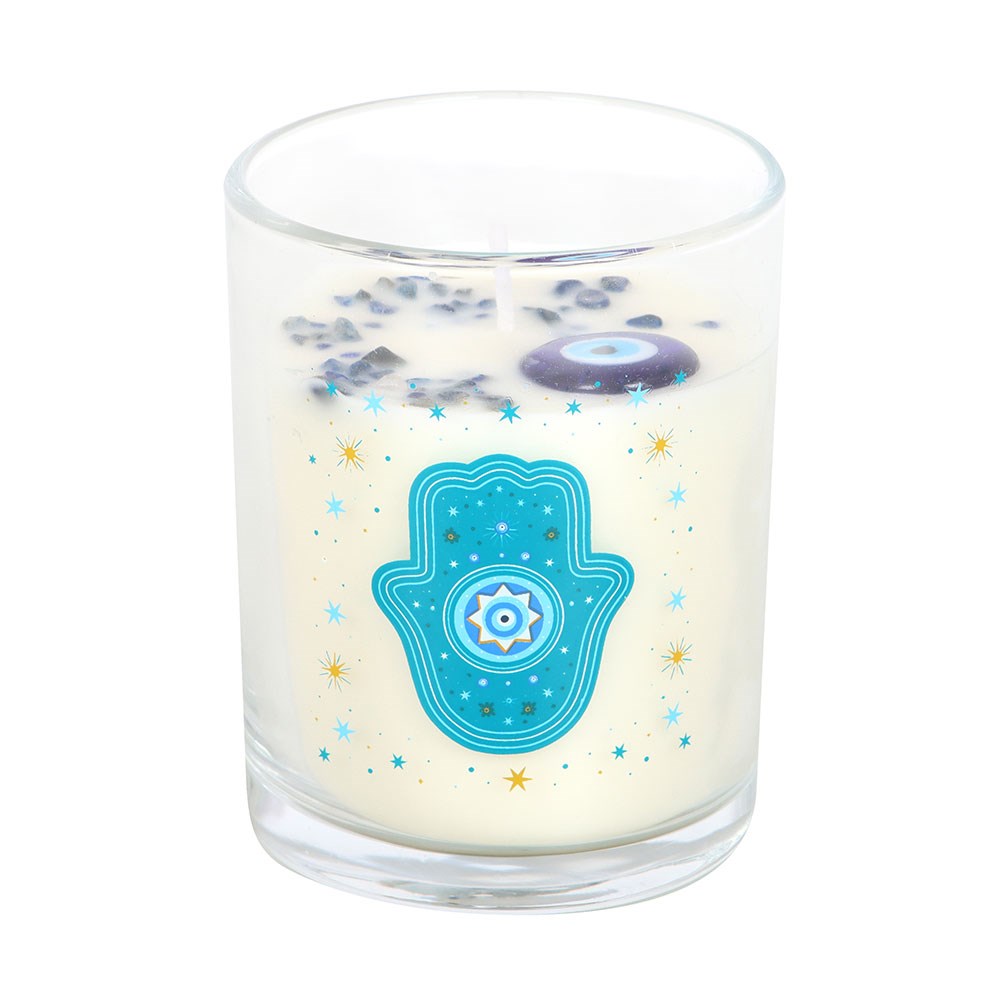 Hand of Hamsa Crystal & Charm White Rose Scented Candle
