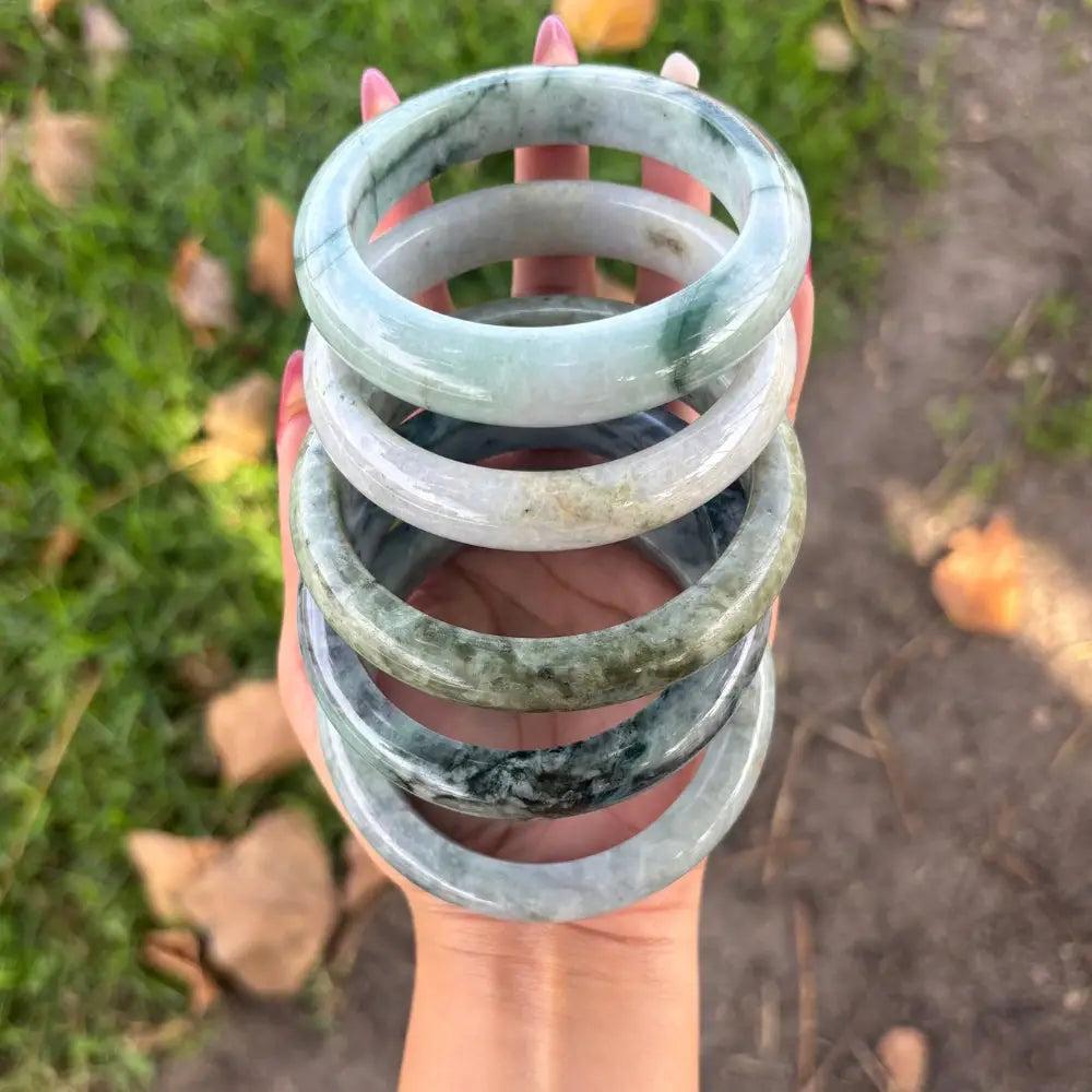 Burmese Jade Bangle Bracelet - 14mm