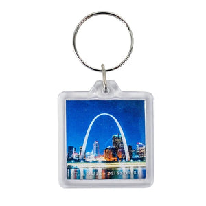 St. Louis Riverfront at Night - Acrylic Square Keychain 1.6"