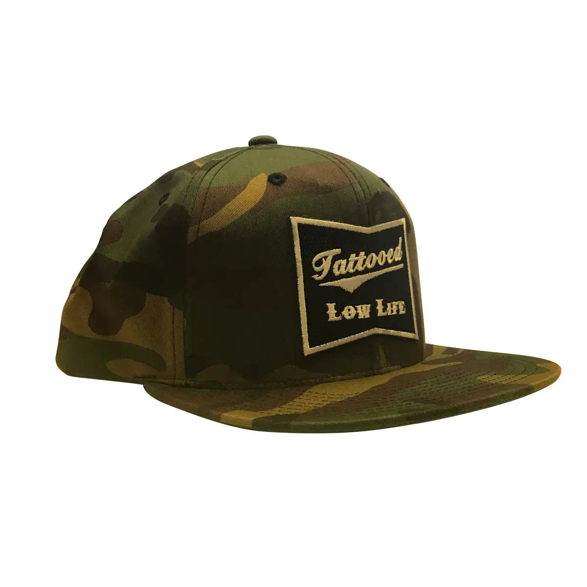 Cartel Ink Tattooed Low Life Snapback Hat in Camo Green