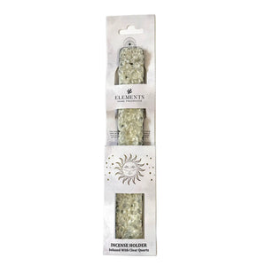 Elements Crystal Wooden Incense Burner in Clear Quartz