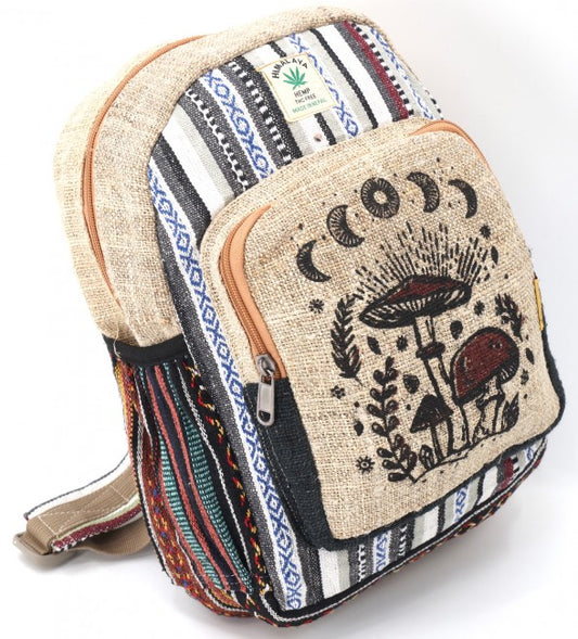 Hemp and Nepalese Cotton Mushroom Print Backpack