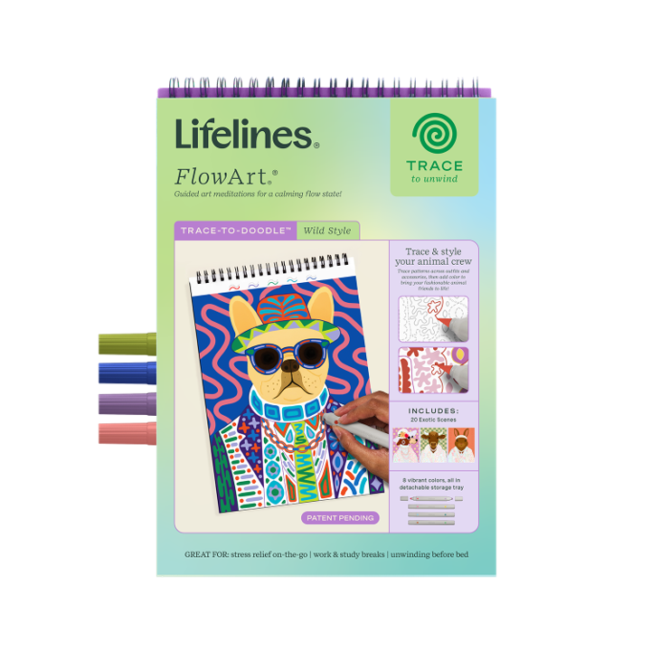 Lifelines™ FlowArt: Trace-To-Doodle Wild Style Coloring Pad