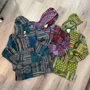 Handwoven Gheri Cotton Patchwork Hoodie