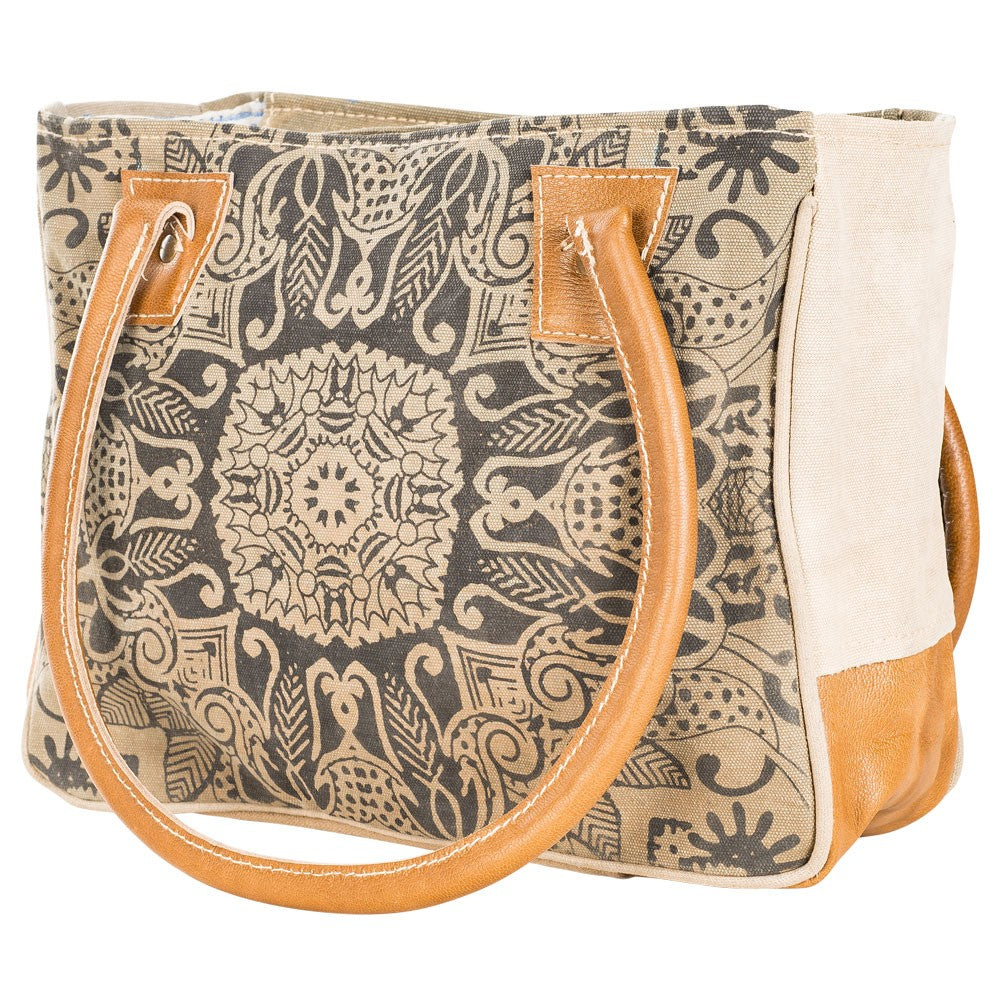 Clea Ray Mandala Print Canvas Shoulder Tote Bag