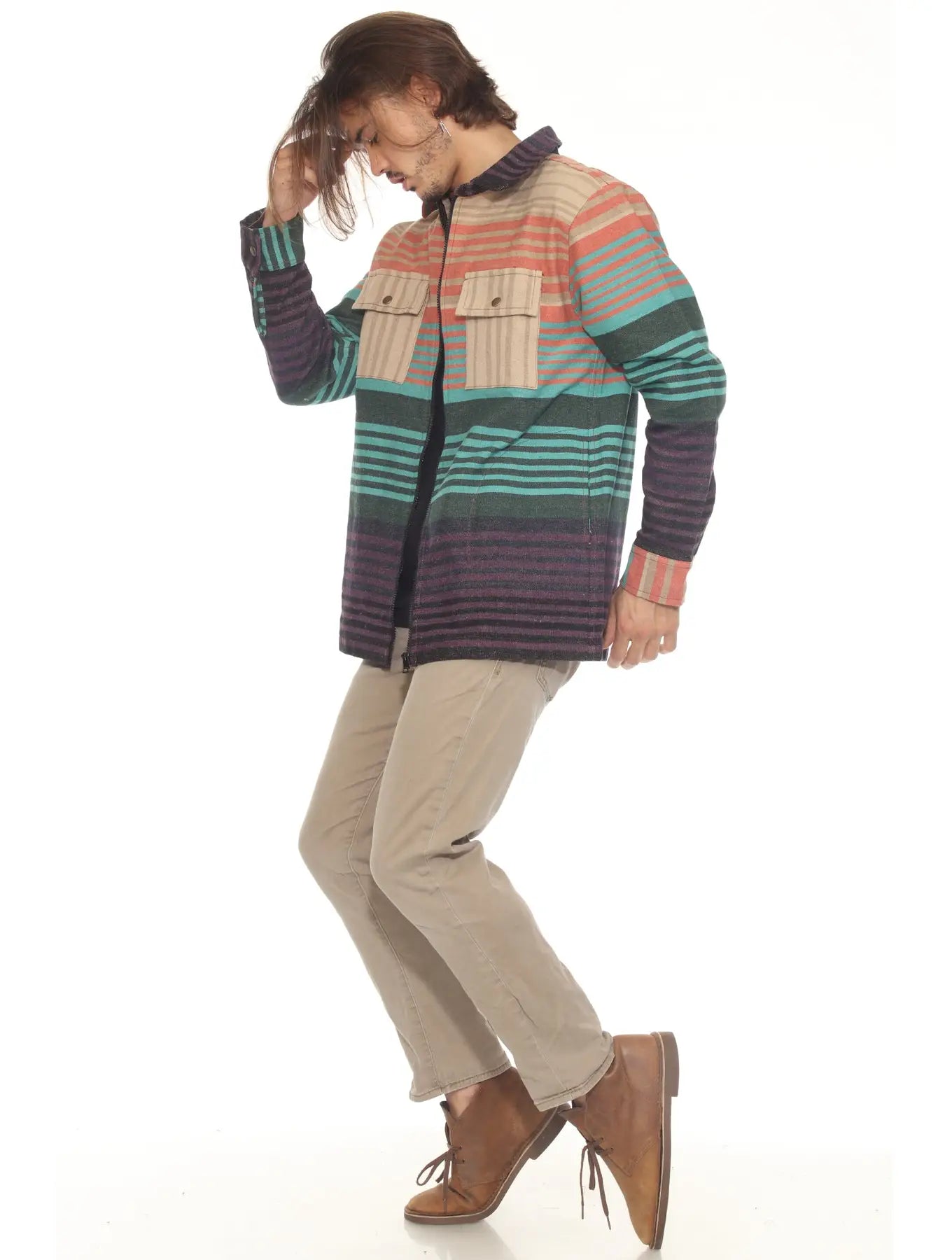 Sediment Zipper Shirt Jacket in Gemstone