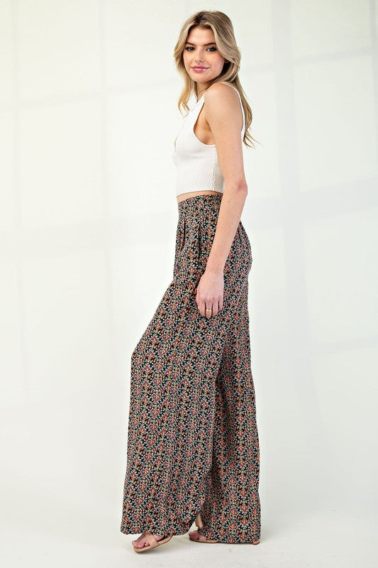Flowy Boho Print Straight Leg Pants