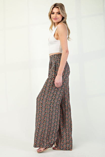 Flowy Boho Print Straight Leg Pants