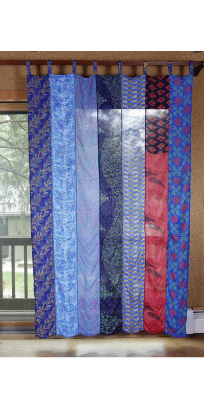 Recycled Sari Patchwork Curtain Panel (54" x 86") in Assorted Prints