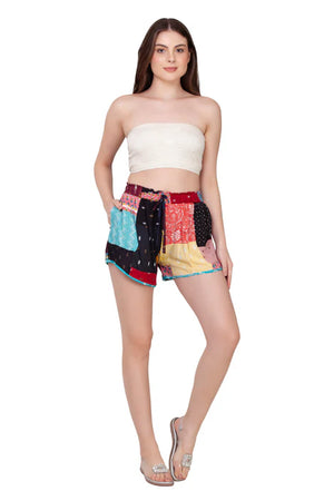 Patchwork Shorts with Belt - Assorted
