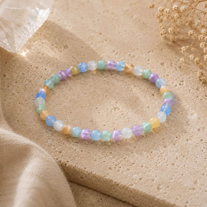 Pastel Rainbow Selenite Bracelet - 4mm