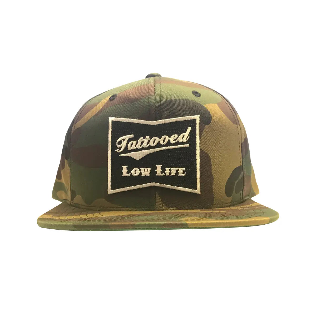 Cartel Ink Tattooed Low Life Snapback Hat in Camo Green