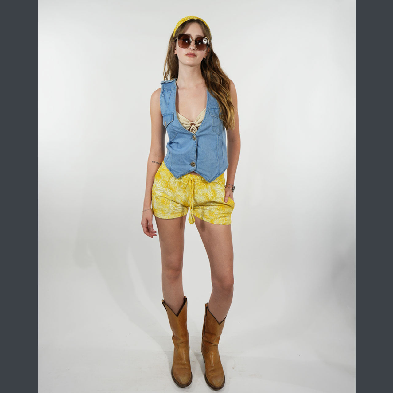 Rainbow Mandala Embroidered Denim Vest