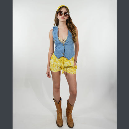 Rainbow Mandala Embroidered Denim Vest