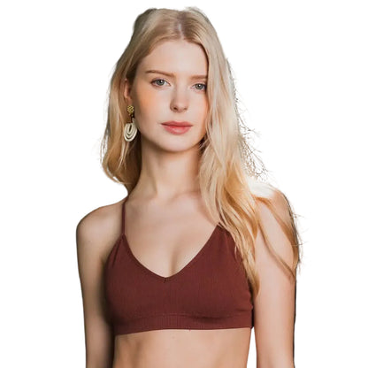Celestial Embroidered Crescent Moon Sheer Mesh Back Bralette in Brown