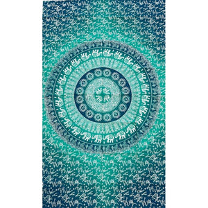 Baby Elephant Mandala Tapestry in Teal