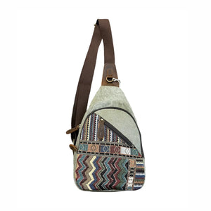 Upcycled Canvas & Southwestern Woven Sling Bag