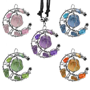 Crescent Moon Stone Pendant Necklace