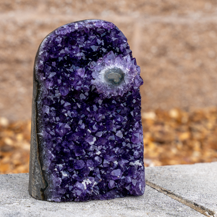 TRUENERGY Polished Quartz Crystal Cluster – Raw Amethyst Stone Rounded Edge & Stalactite – Grade A+ Dark Purple Geode for Home Decoration (Unique Specimen 2)