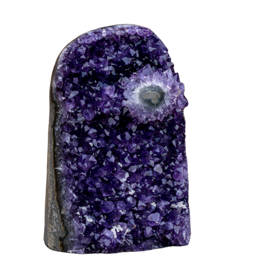 TRUENERGY Polished Quartz Crystal Cluster – Raw Amethyst Stone Rounded Edge & Stalactite – Grade A+ Dark Purple Geode for Home Decoration (Unique Specimen 2)