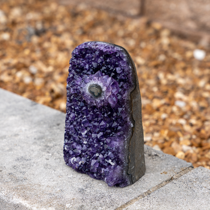 TRUENERGY Polished Quartz Crystal Cluster – Raw Amethyst Stone Rounded Edge & Stalactite – Grade A+ Dark Purple Geode for Home Decoration (Unique Specimen 2)