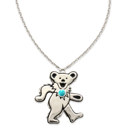 Dancing Bear Birthstone Necklace | Silver