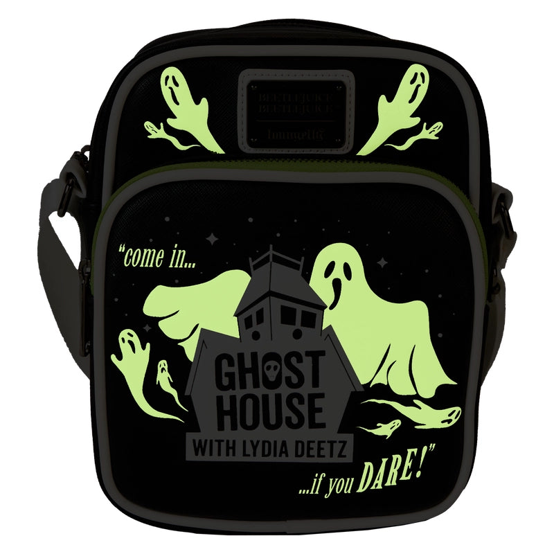Loungefly Beetlejuice Beetlejuice Ghost House Glow Crossbody Bag SALE