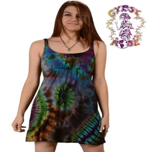 Brain Escape Tie Dye Spandex Blend Short Sundress With Braid Straps