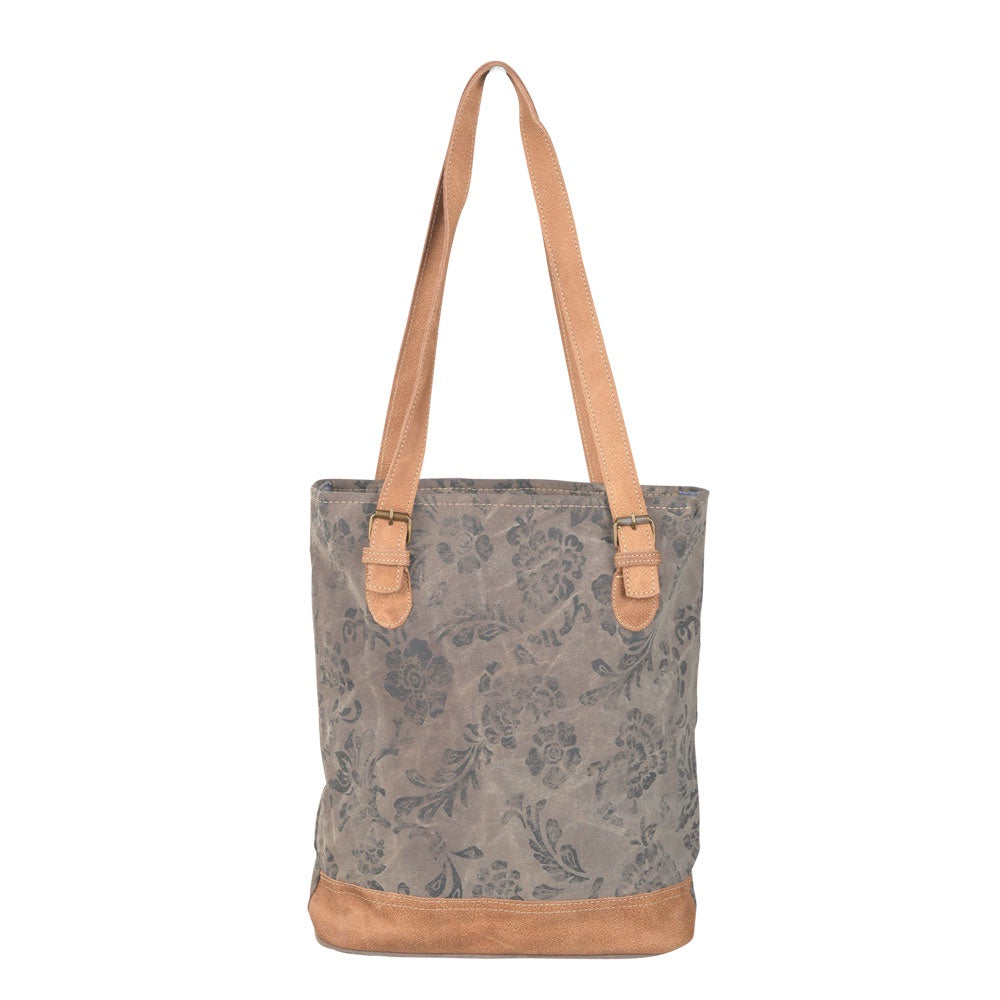 Clea Ray Brown and Black Floral Canvas Bag