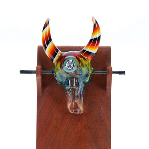 Chunk Glass X Cowboy Glass Black & White Millie Horned Skull Pendant